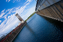 port quays and docks in Montreal Old Port, Quebec