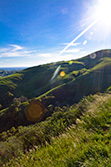 Californian sun on hills, California, US