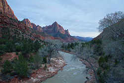 Zion Park mountains with the North Fork Virgin River