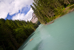 Robson River in British Columbia, blue water and trees