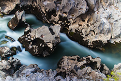 river torrent with rocks, long exposure